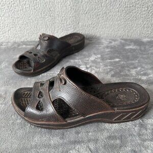 Vintage Pali Hawaii Jandals Sandals Women’s XL 9-10 Brown Made in Taiwan Boho